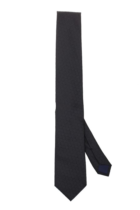 Shop CORNELIANI  Tie: Corneliani black silk blend tie.
Tone-on-tone micro-pattern.
Composition: 60% polyester 40% silk.
Made in Italy.. 91U906 3120484-020